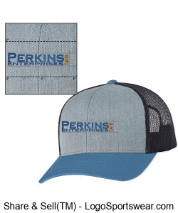 Perkins Trucker Hat BLUE/GREY/BLACK Design Zoom