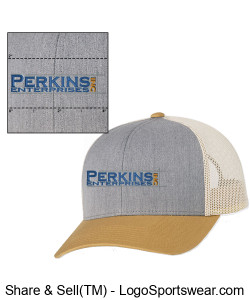 Perkins Mesh Trucker Hat GREY/GOLD/TAN Design Zoom